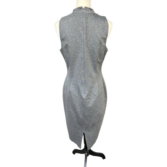 WHBM Grey Mock Neck Knit Career Work Sheath Knee Length Dress - 10 - Picture 4 of 7